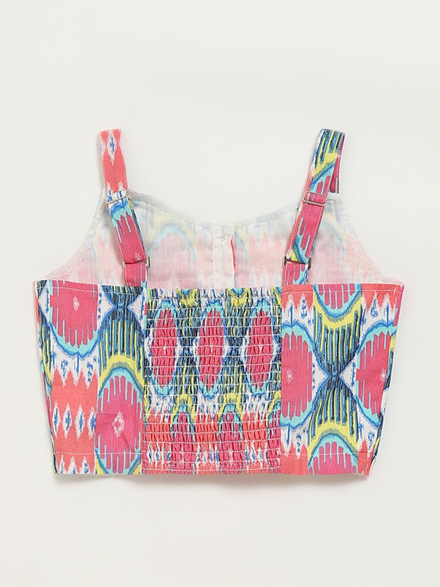 Utsa Kids by Westside Pink Ikat Printed Cotton Blend Top