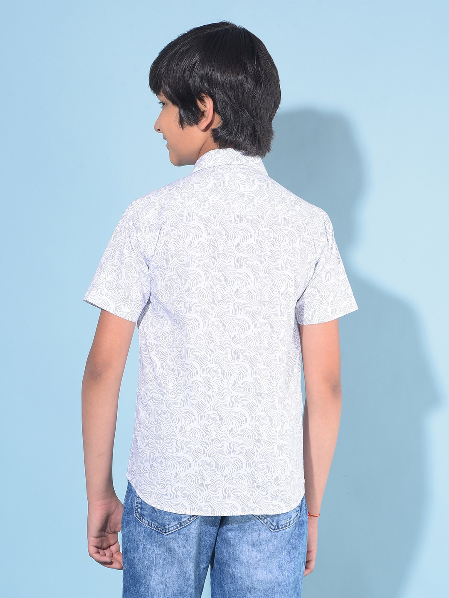 Crimsoune Club Kids White Printed Shirt