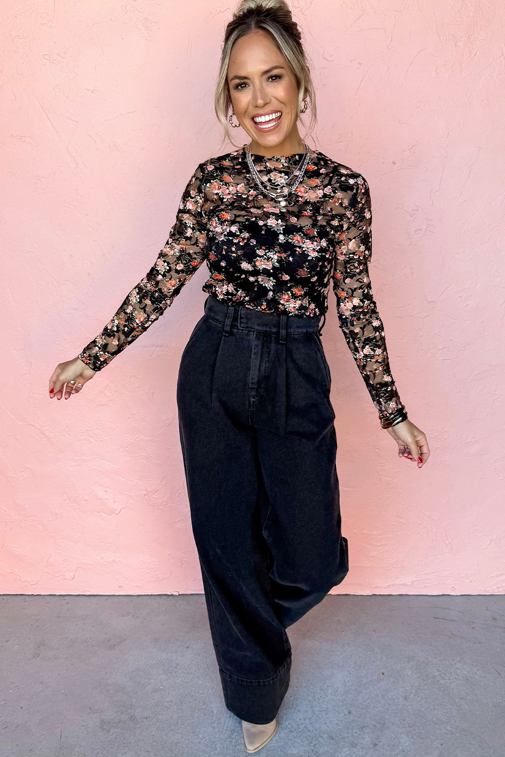 Bohemian Patterned Pullover Long Sleeve Blouse