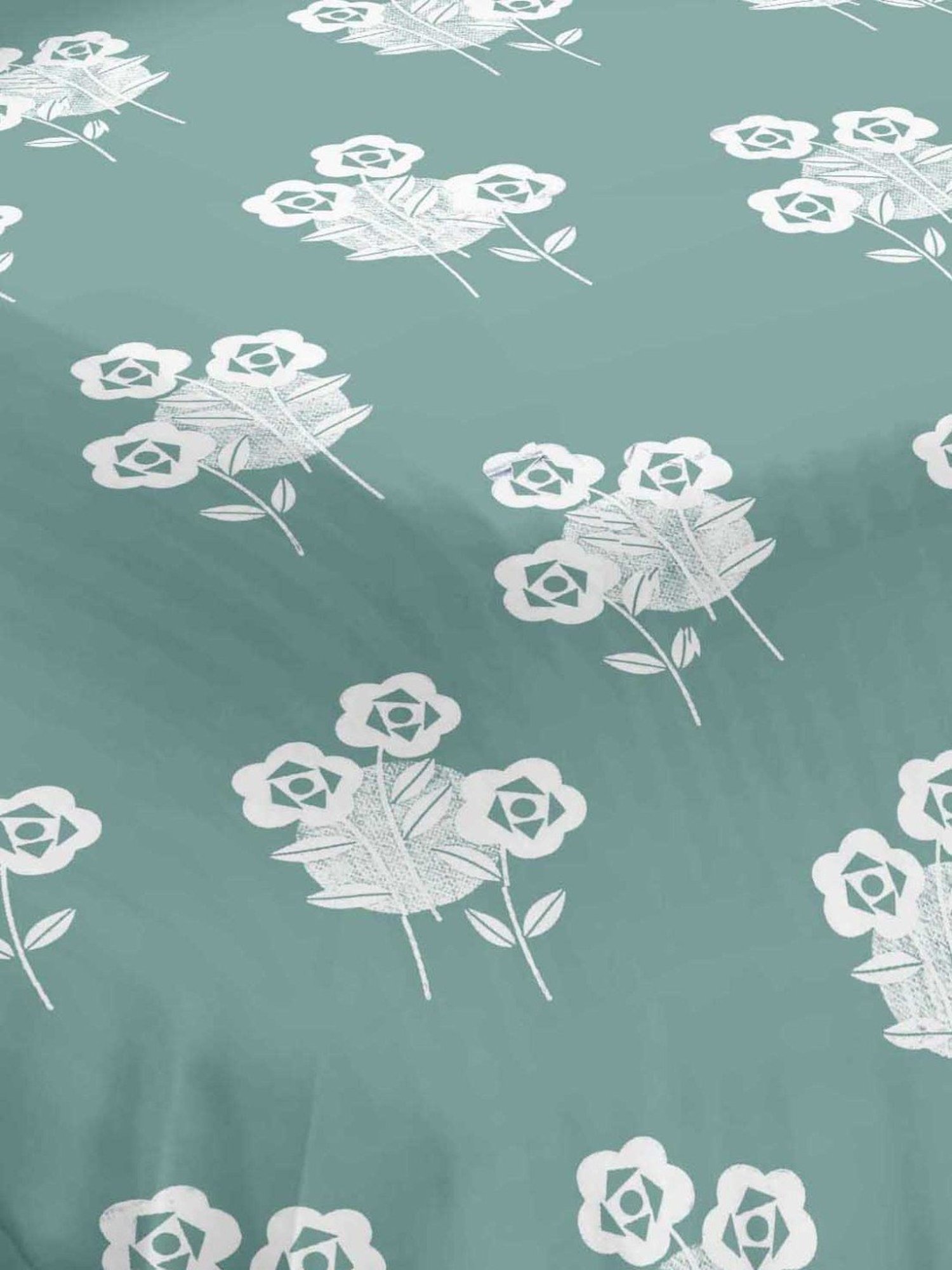 Ariana Rome Floral Aqua 210 TC Cotton Super king Bedsheet with 2 Pillow Covers