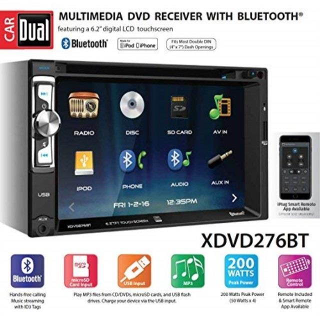 Dual XDVD276BT 6.2" LCD Touch Screen Double Din Car Stereo