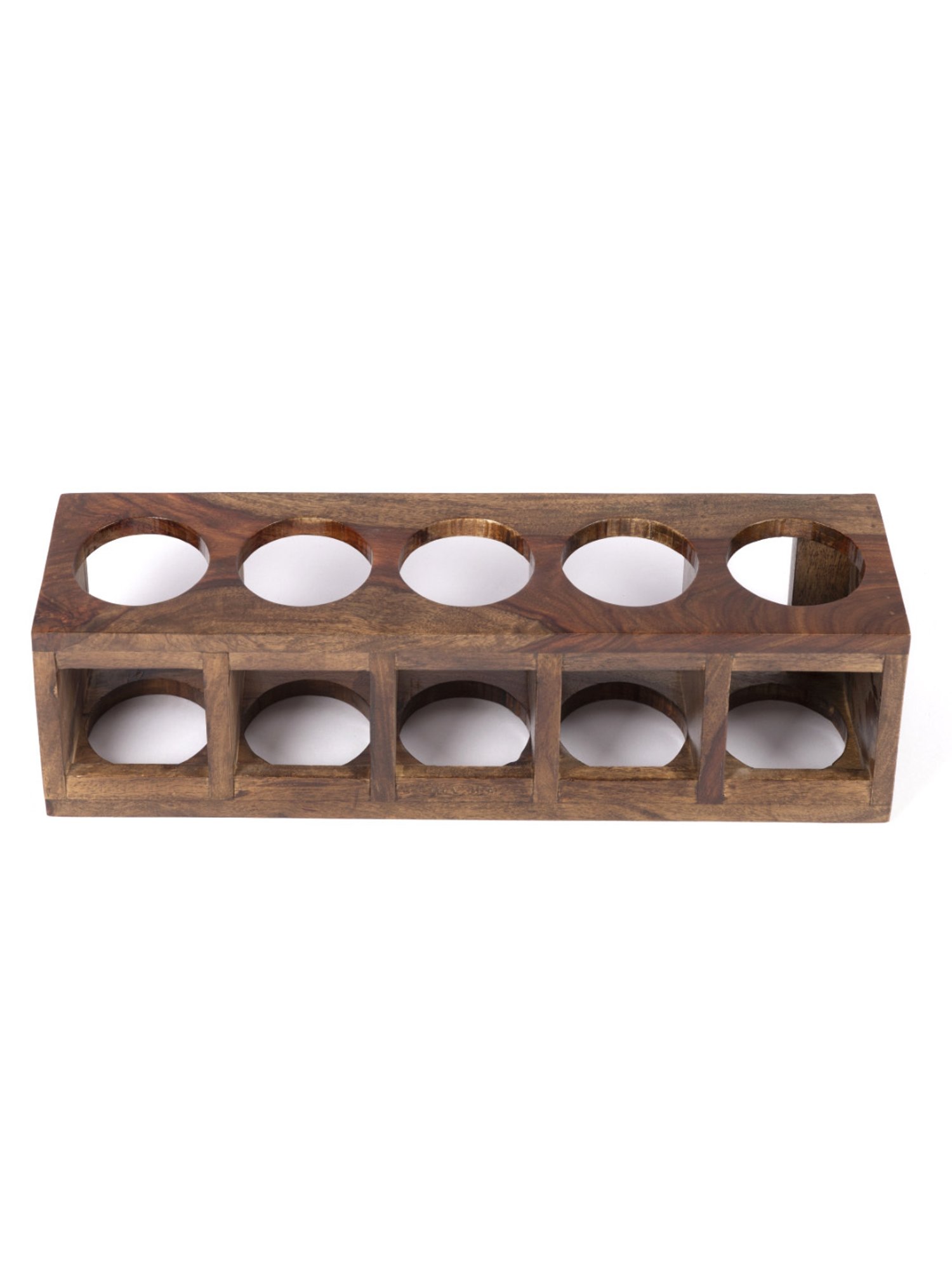 Ikiriya Kassel Solid Brown Wood Wine Rack Teak Finish