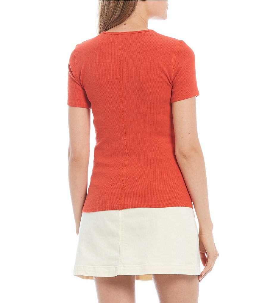 Copper Key Knit Short Sleeve Ribbed Knit Tee