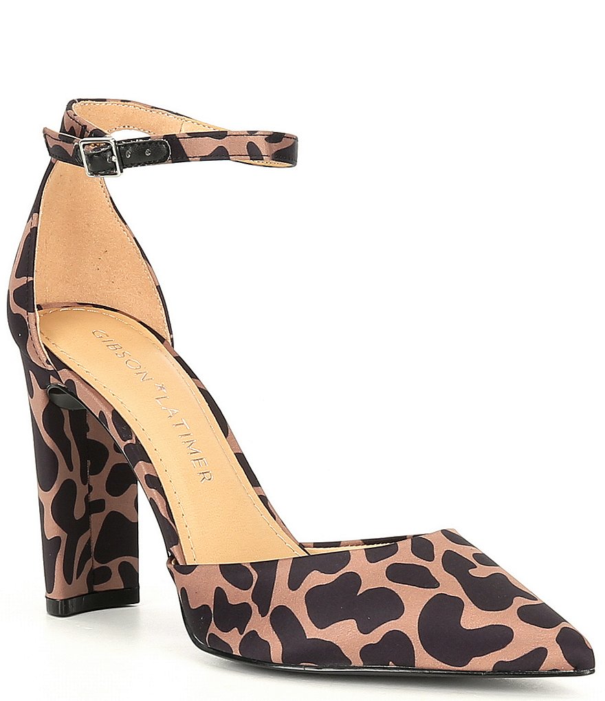 Gibson & Latimer Penny Giraffe Print Block Heel Pumps