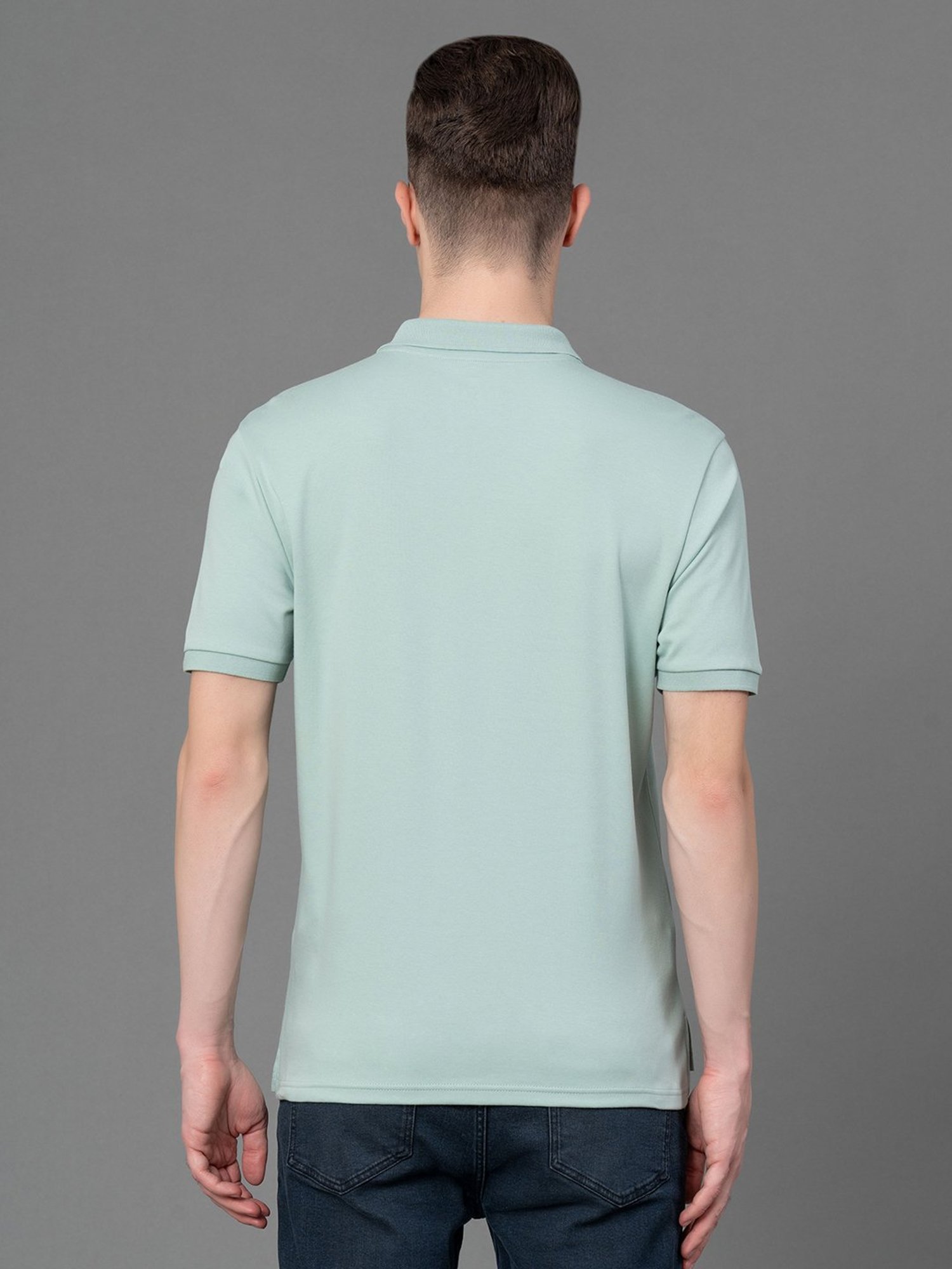 Red Tape Light Green Regular Fit Cotton Polo T-Shirt