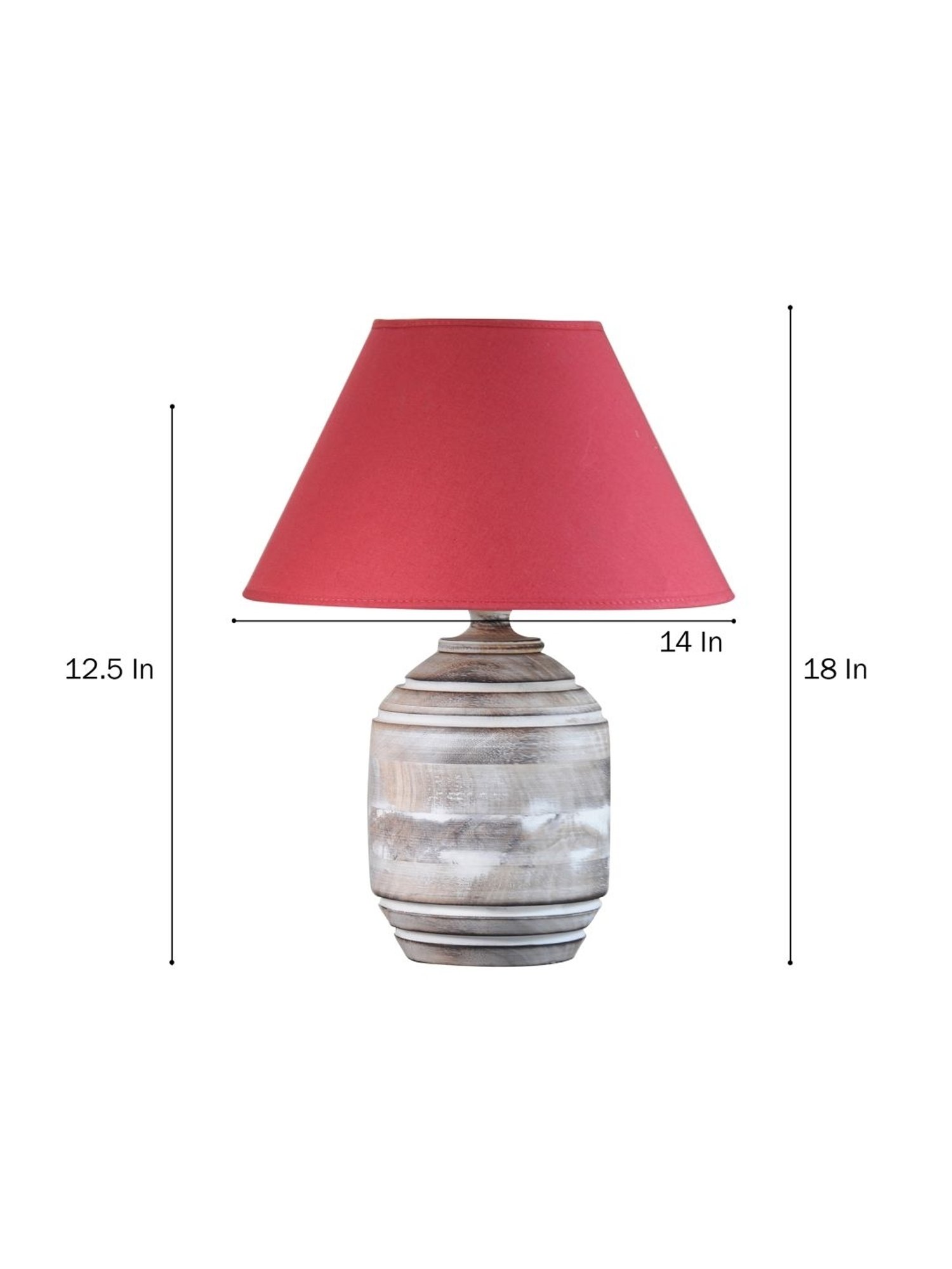 Kapoor Lamp Shades Distress White & Red Wood Bradbury Carved Table Lamp