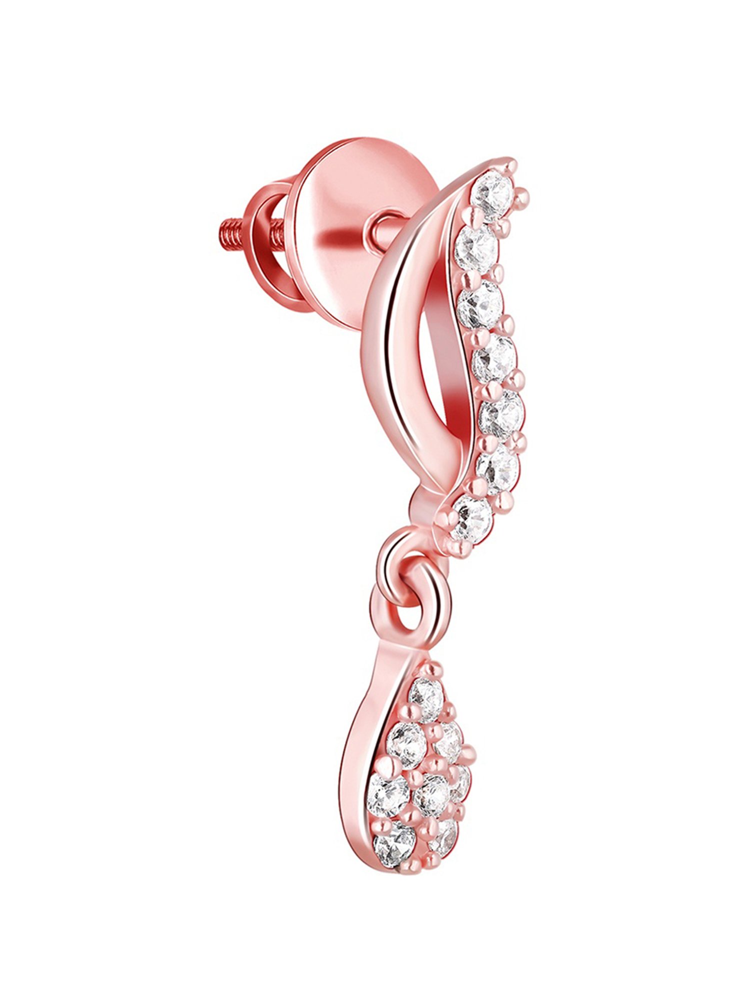 GIVA 92.5 Sterling Silver Rose Gold Wavecrest Drop Earrings