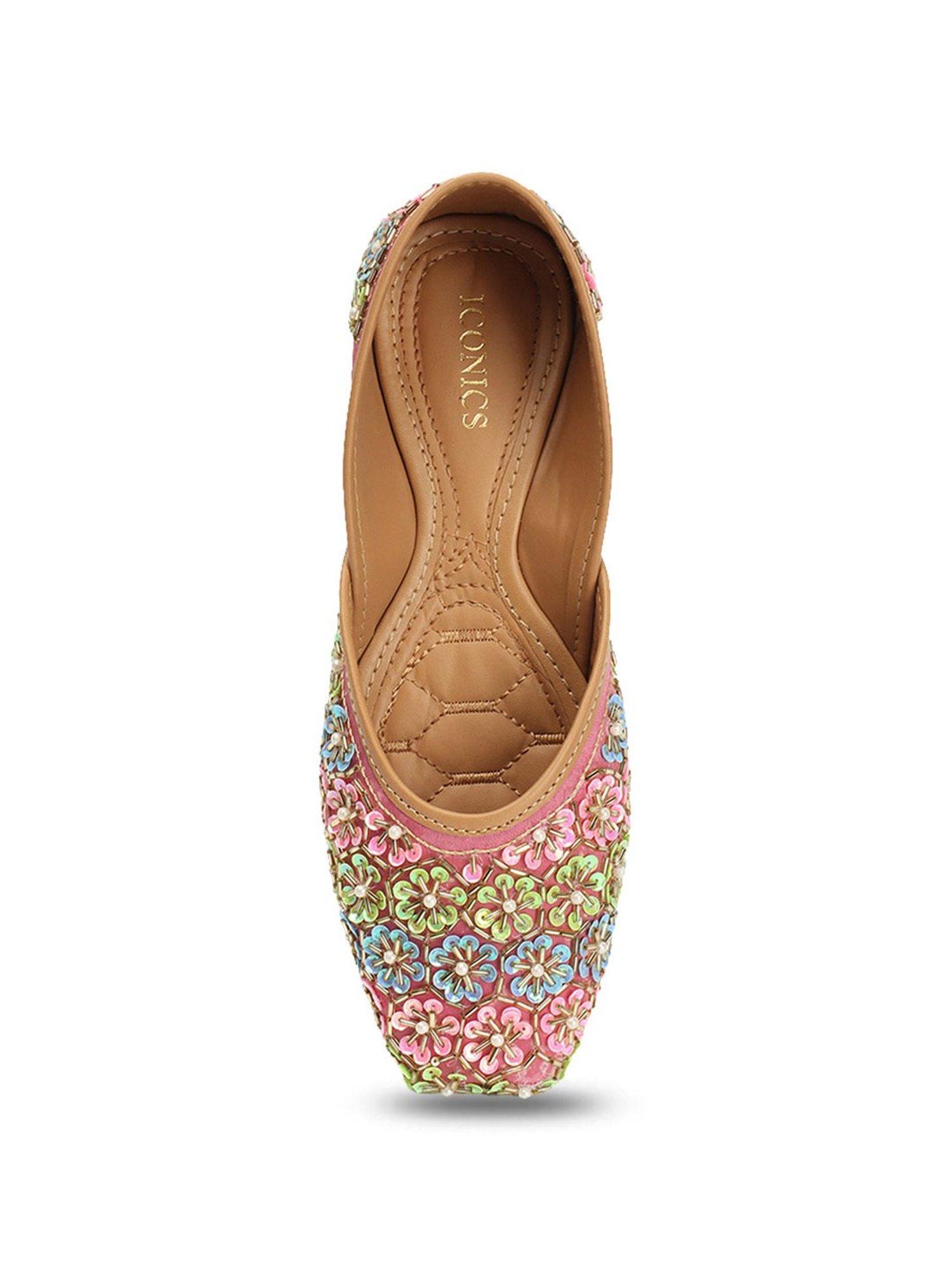 Iconics Women's Pink Ethnic Juttis