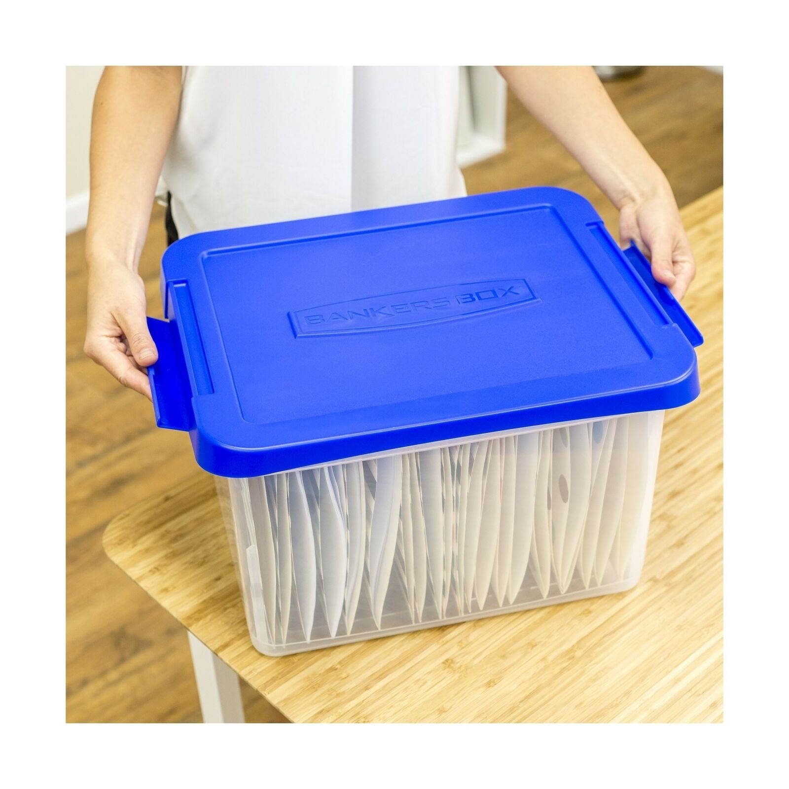 Bankers Box Heavy Duty Portable Plastic File Box with Hanging Rails, Letter, ...