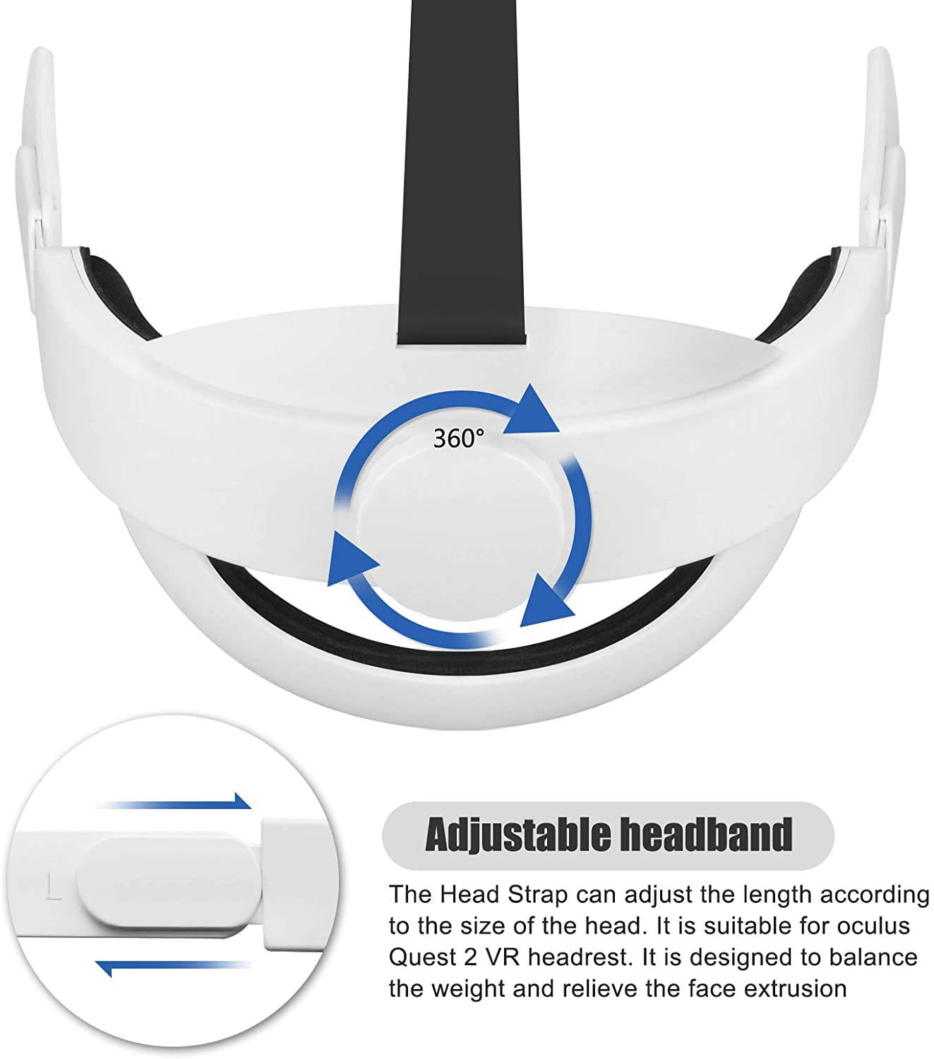 Adjustable Head Strap for Oculus Quest 2, Reduce Head Pressure Comfortable Touch, Replacement for Oculus Quest 2 Elite Strap,Oculus Quest 2 Accessories