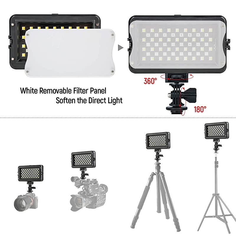 LED Camera Video Light Dimmable 2500K8500K Camcorder LED Light Panel for Digital SLR Cameras with 0299 MutiColor Types White Filter Battery and Charger