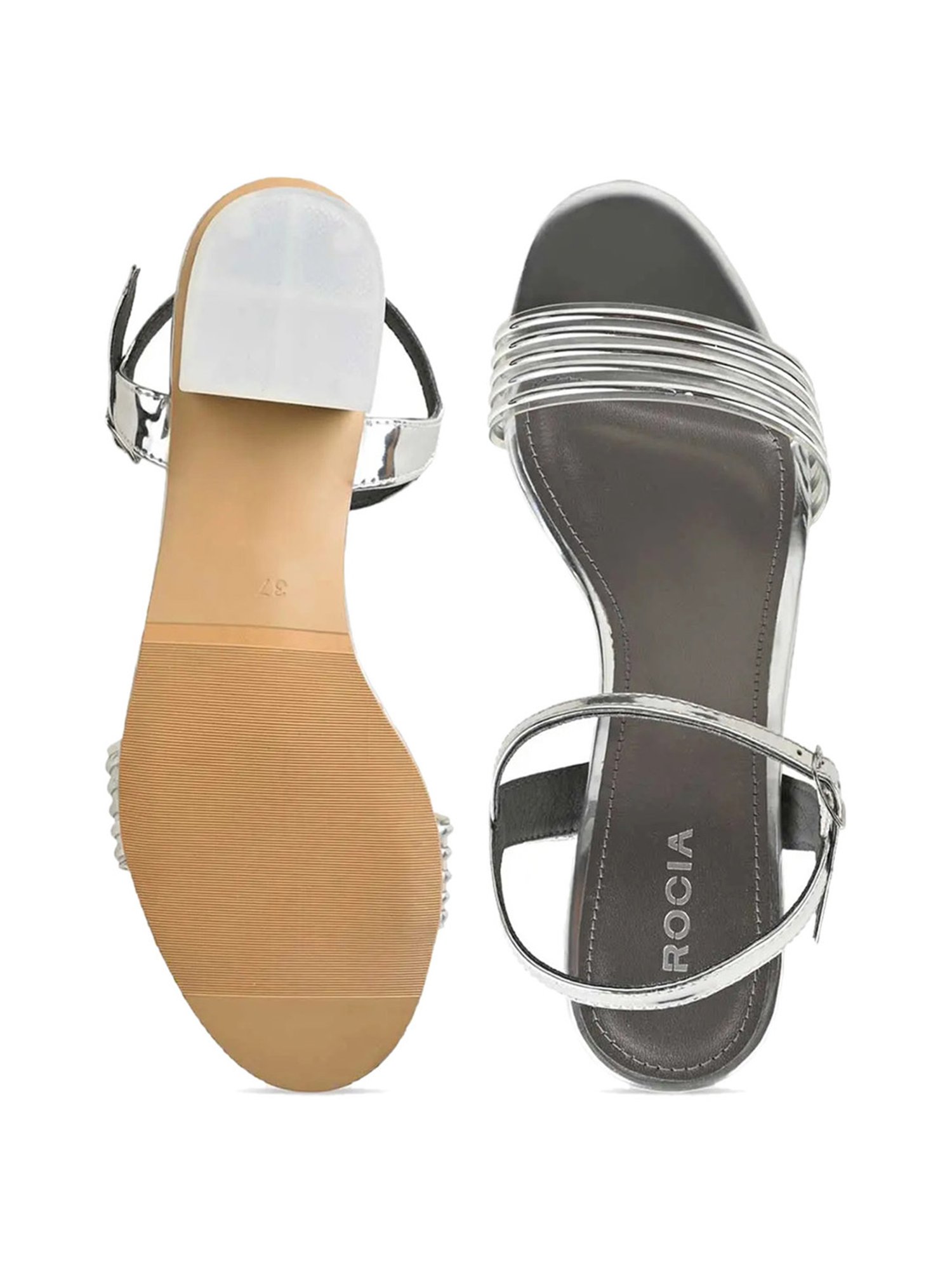 Rocia by Regal Women's Silver Ankle Strap Sandals