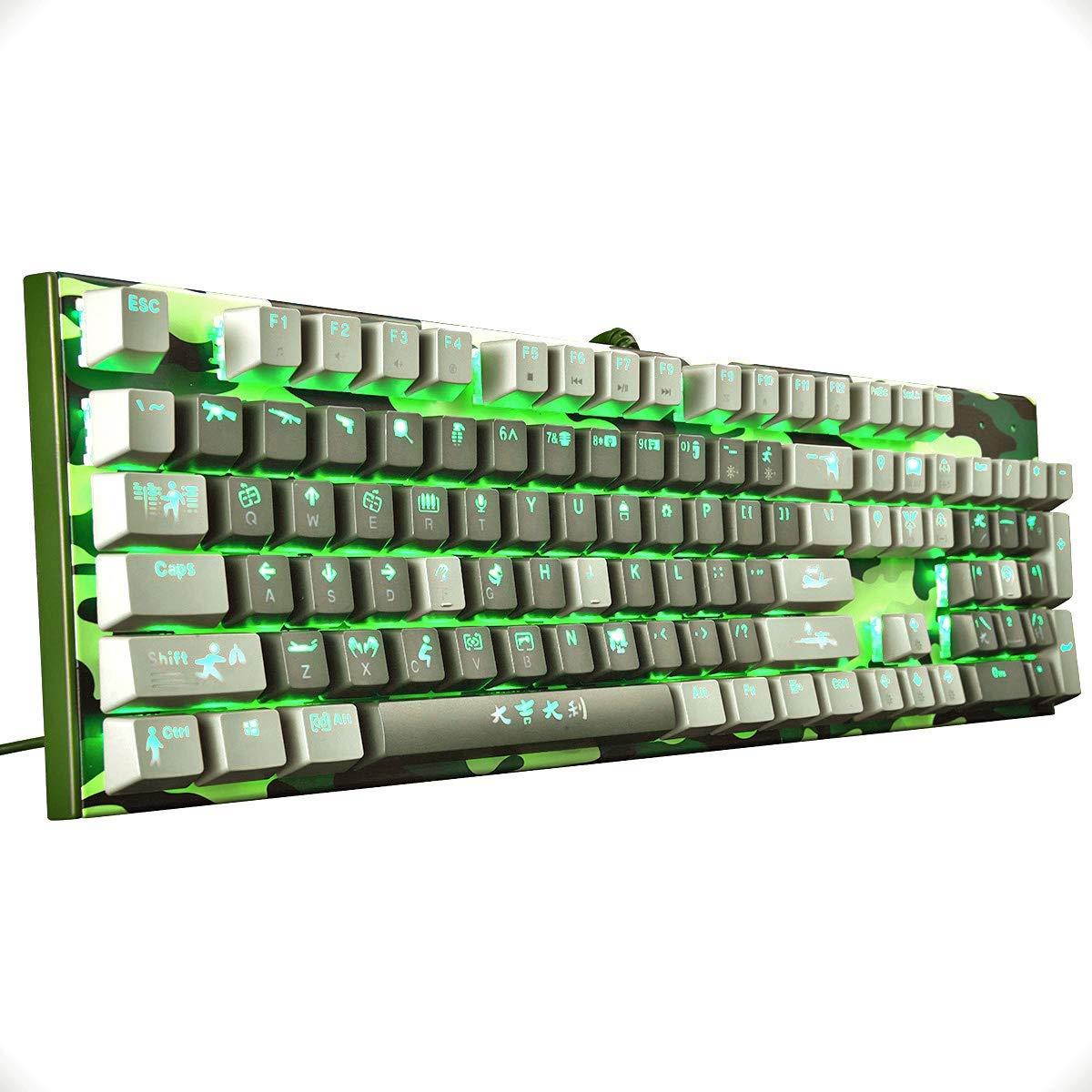 Merdia Mechanical Gaming Keyboard Wired Backlit OUTEM Red Switch Keyboard Full Size 104 Keys US Layout-Camouflage
