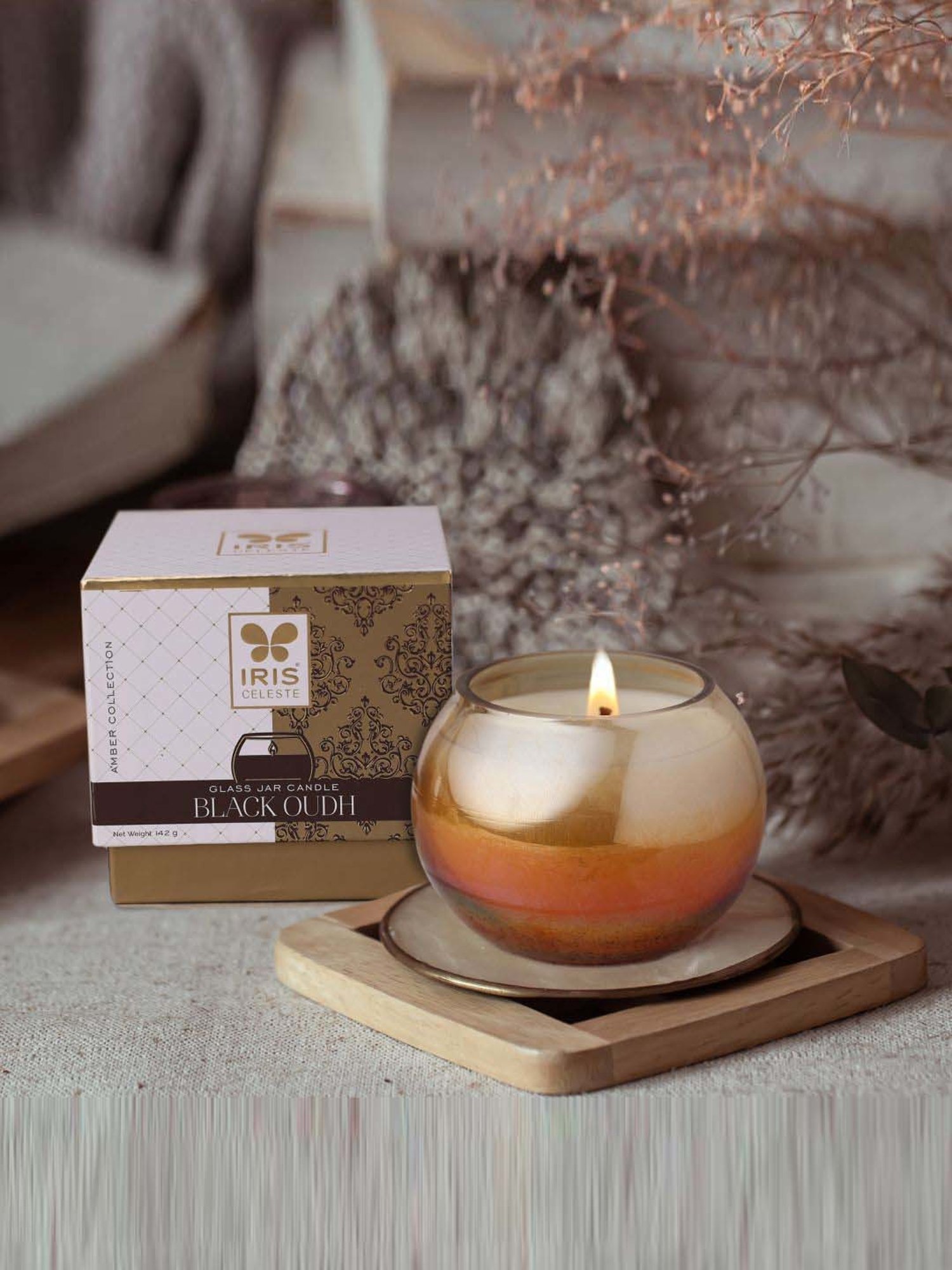 IRIS Amber Collection Orange Celeste Matka Black Oudh Fragrance Candle