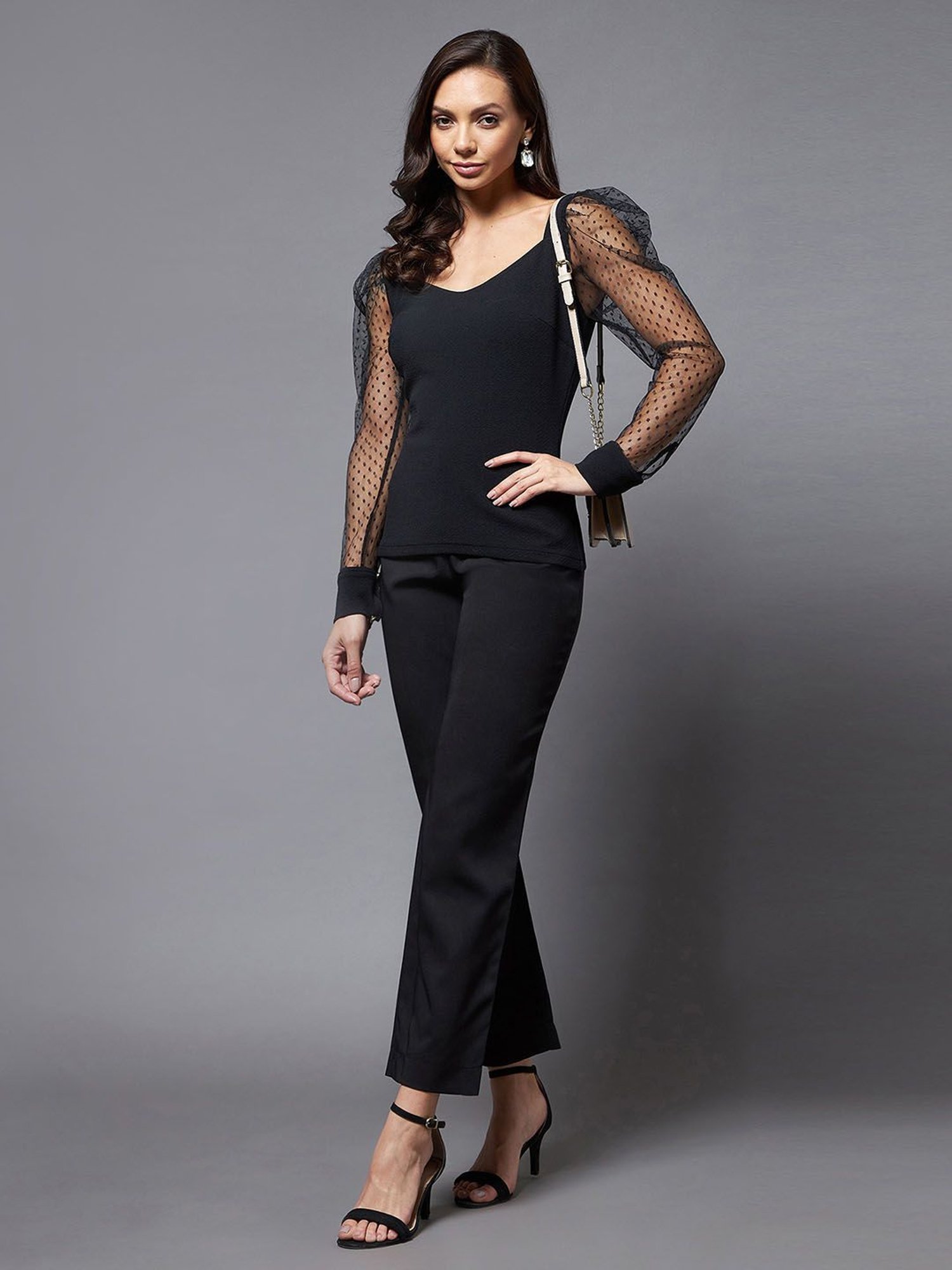 Miss Chase Black Relaxed Fit Top