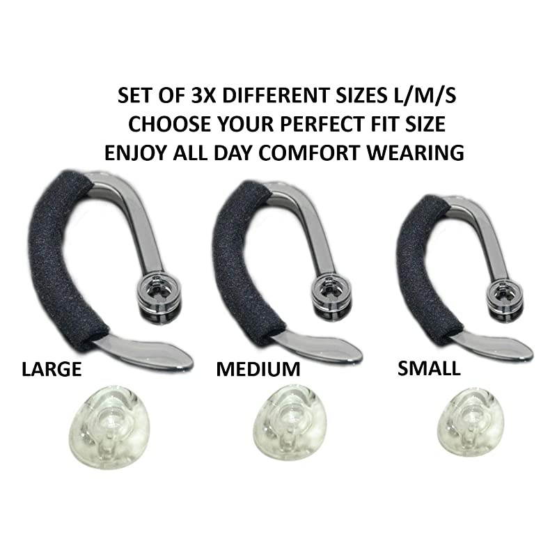 Same Size Replacement Earbuds Ear Tips + Ear Hook Loops + Foam Spare Fit Kit for Plantronics CS540 Savi W440 W740 W745 WH500 EarLoops EarHook Ear Bud Sleeve Part Mixed LMS
