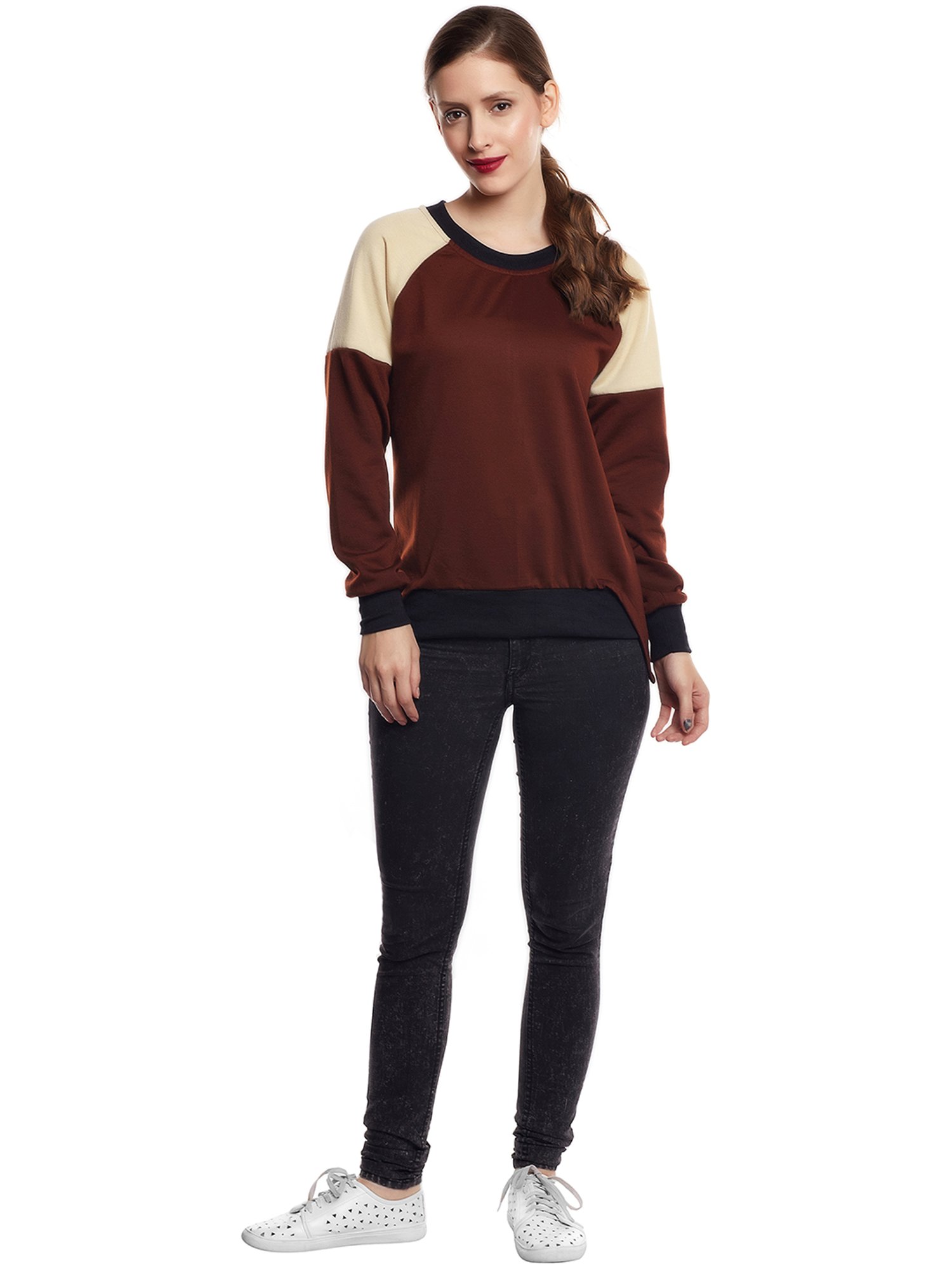Belle Fille Brown Full Sleeves Sweatshirt