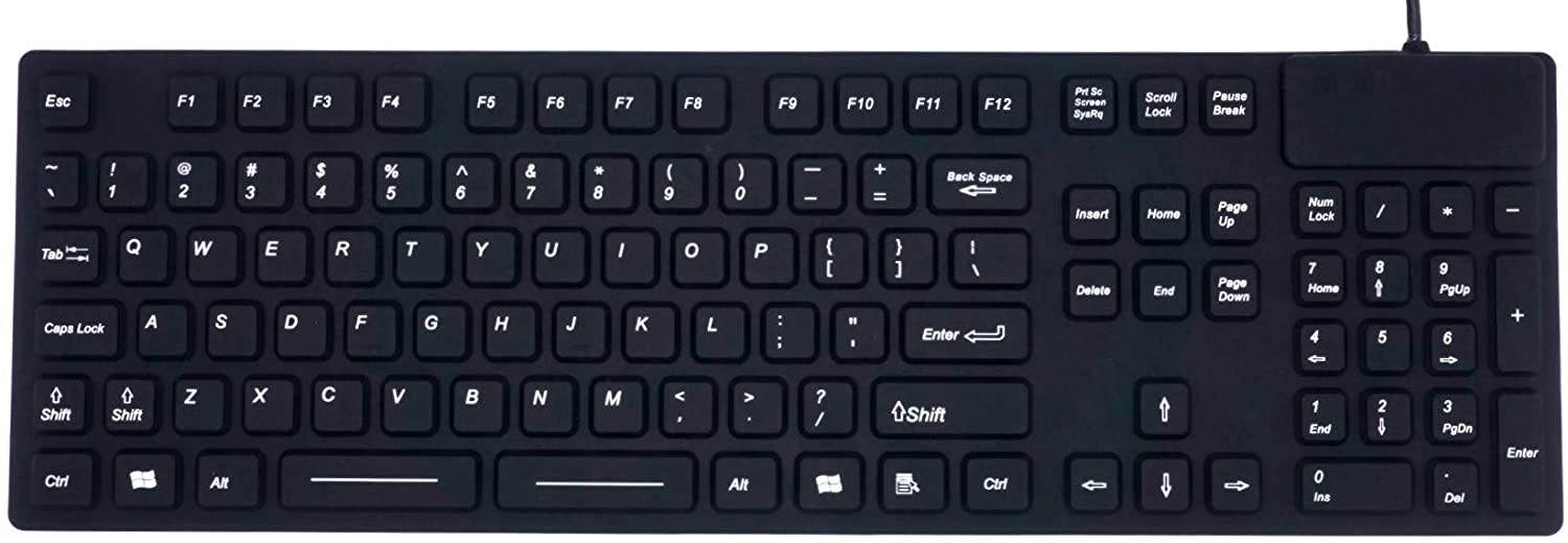 DSI LED Backlit Keyboard with Number Pad - Industrial IP68 Waterproof Rugged Silicone IKB106BL