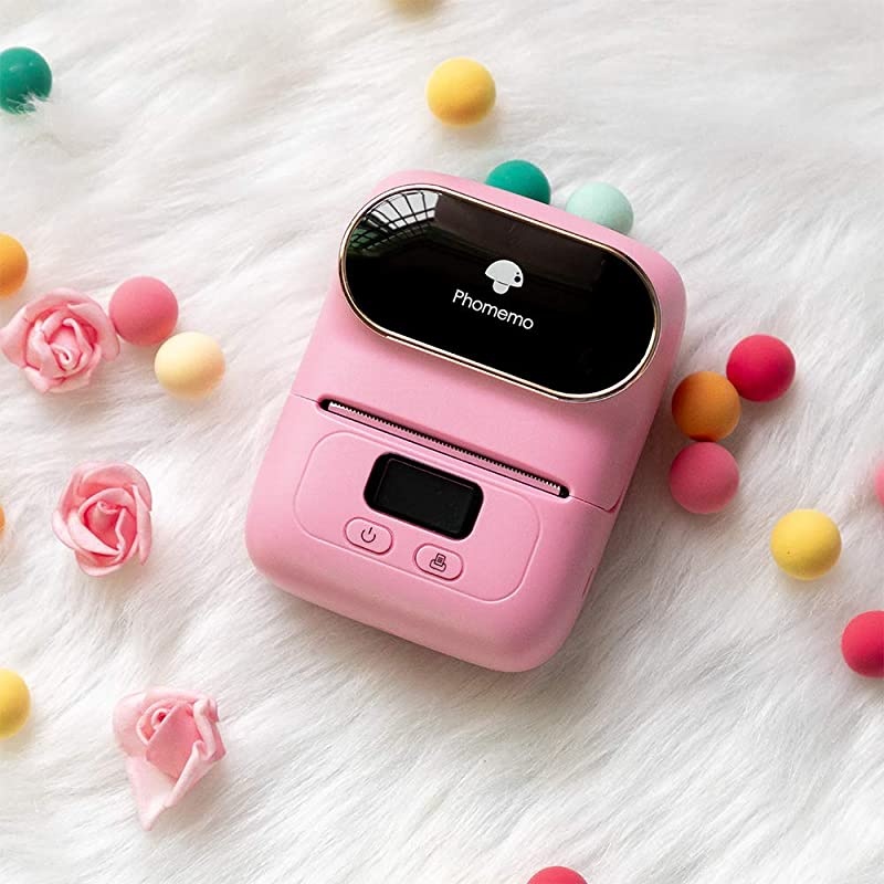 M110 Label Printer Mini Portable Bluetooth Thermal Label Maker Apply to Labeling Office Cable Retail Barcode and More Compatible with Android iOS System with 1 40&times;30mm Label Pink