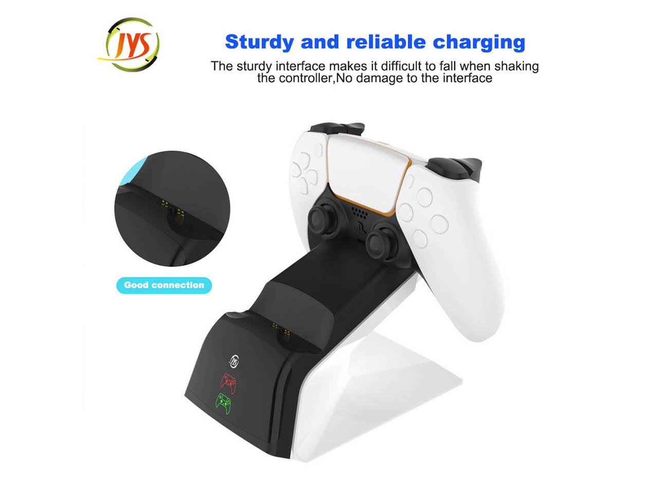 Brightup Dual Charger for PS5 Controller,Wechip Fast Charging Station Charger Dock with LED Indicator Safety Chip Protection Portable Gaming Charging Station Stand, Black