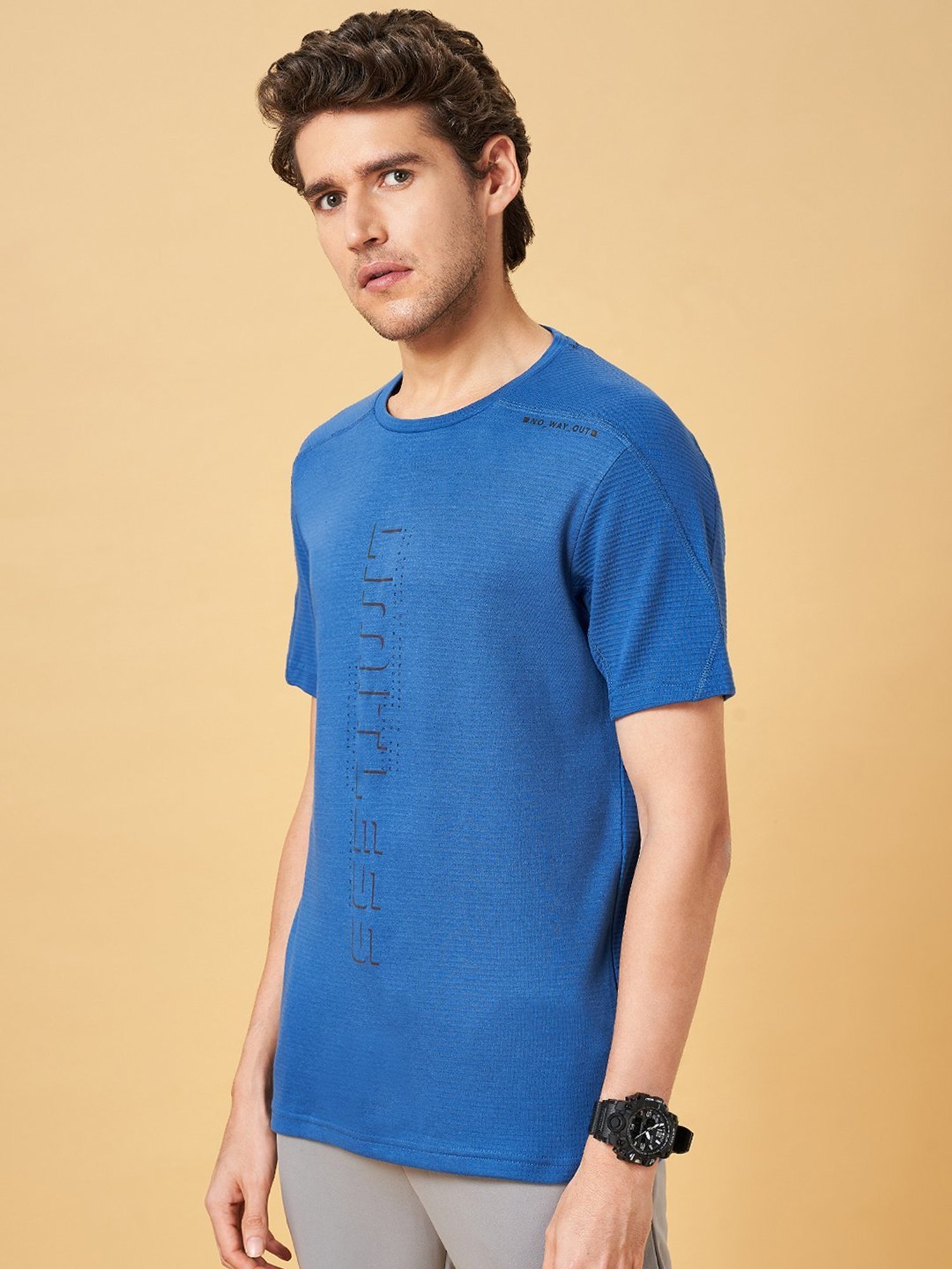 Ajile by Pantaloons Coronet Blue Slim Fit Printed T-Shirt
