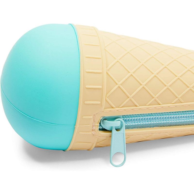 Okuna Outpost 2 Pcs Kawaii Ice Cream Cone Pencil Case Zipper Pouches Pen Organizer Storage, Pink, Mint