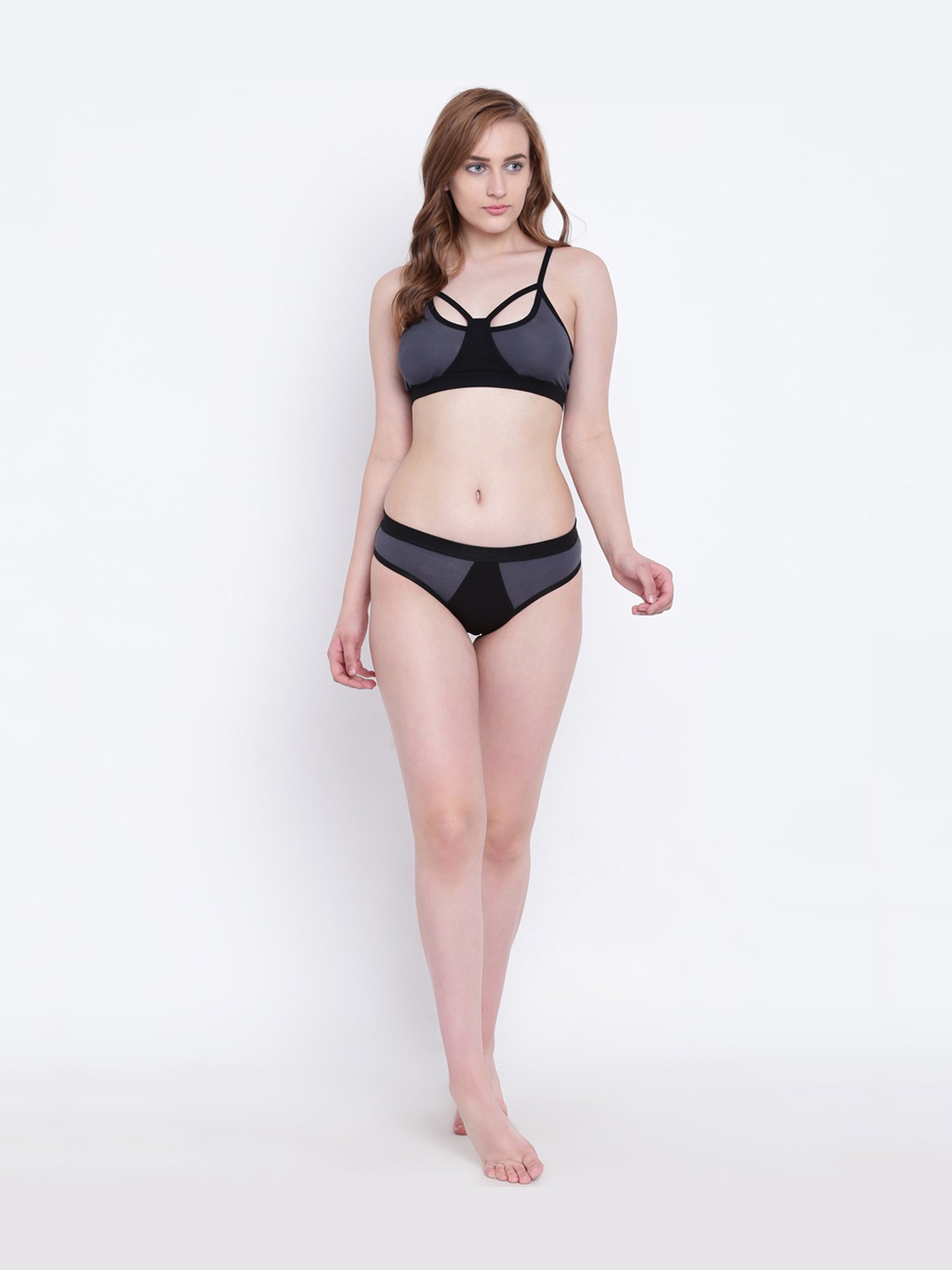 La Intimo Grey & Black Mermaid Sports Bra