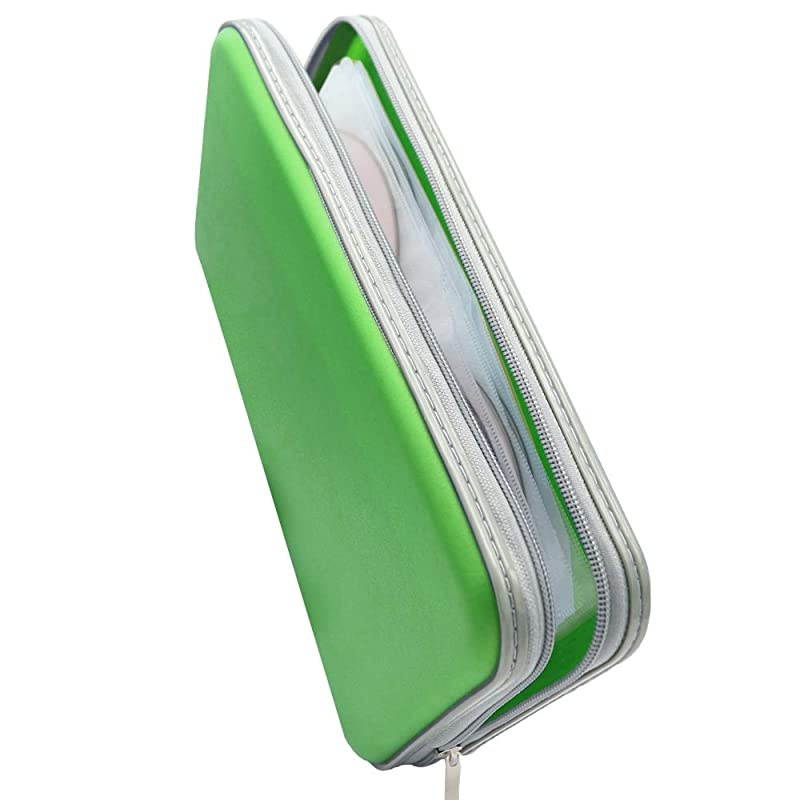 CD Case 80 Capacity DVD Storage DVD Case Holder VCD Wallet Organizer Protective Hard Plastic Portable Case Cover Green