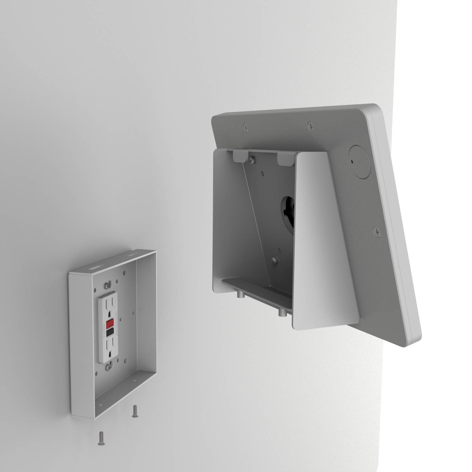 VidaMount Light Grey Home Button Covered Enclosure and Fixed Tilted 15&deg; Wall Mount [Bundle] compatible with iPad Mini 4 & 5