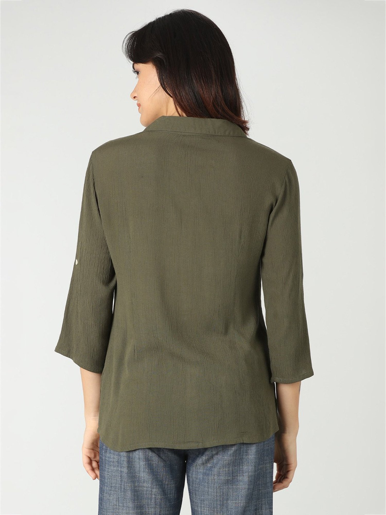 Mustard Olive Embroidered Shirt