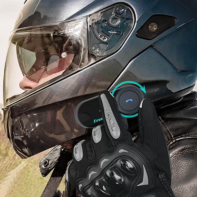 Motorcycle Communication System, T-COMVB Helmet Bluetooth Headset Intercom with Soft Corded Microphone for Motorbike Skiing (Range-800M/2-3Riders Pairing/Black)