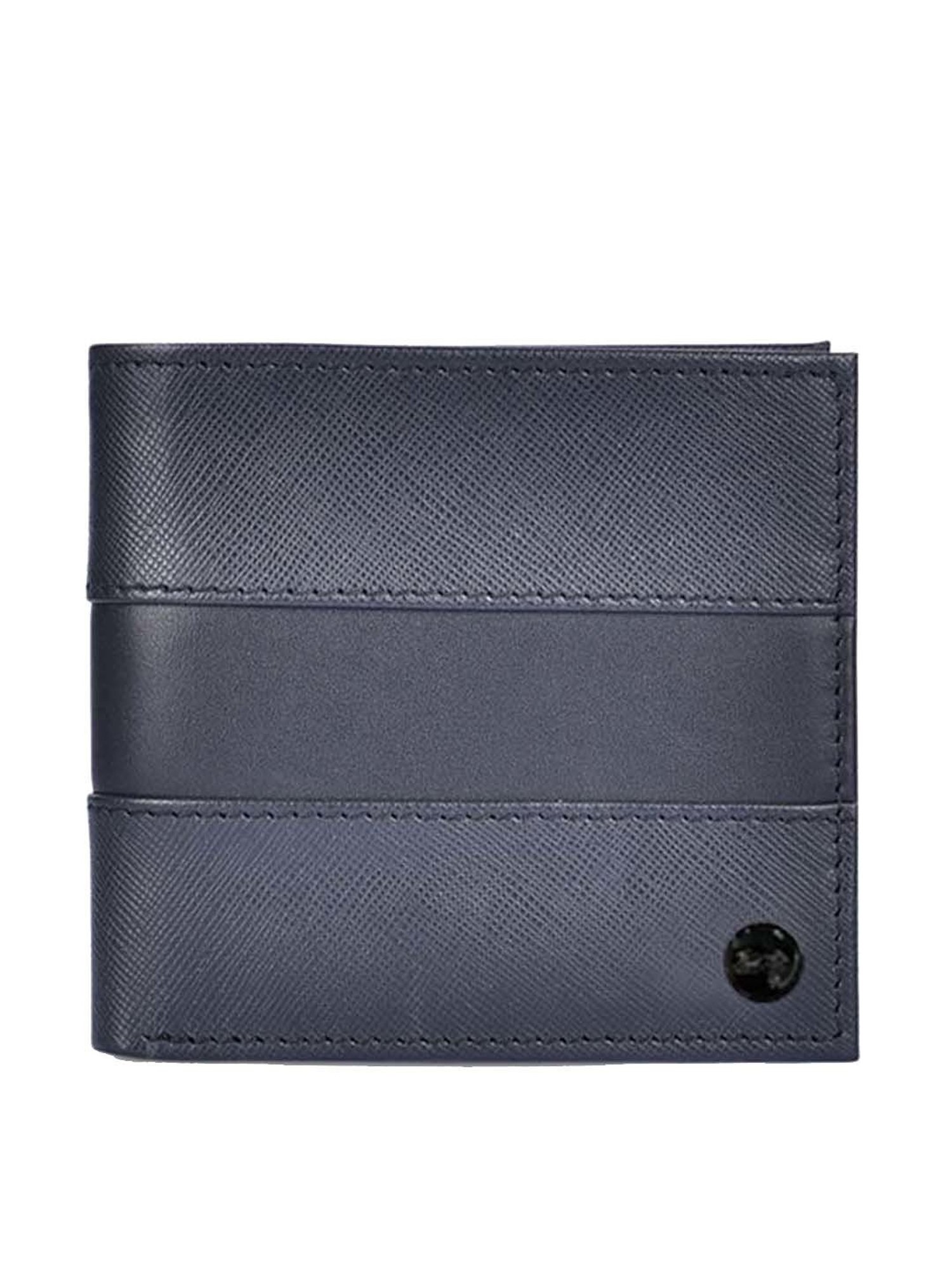 BELWABA Navy Casual Leather Bi-Fold Wallet for Men