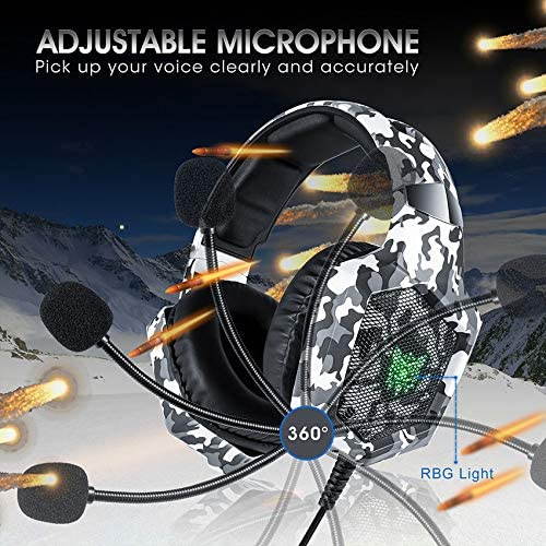 Gaming Headset for PS4, Xbox One, PC Headset w/Surround Sound, Noise Canceling Over Ear Headphones with Mic & LED Light, Compatible with PS5, PS4, Xbox One, Switch, PC, PS3, Mac, Laptop, Green