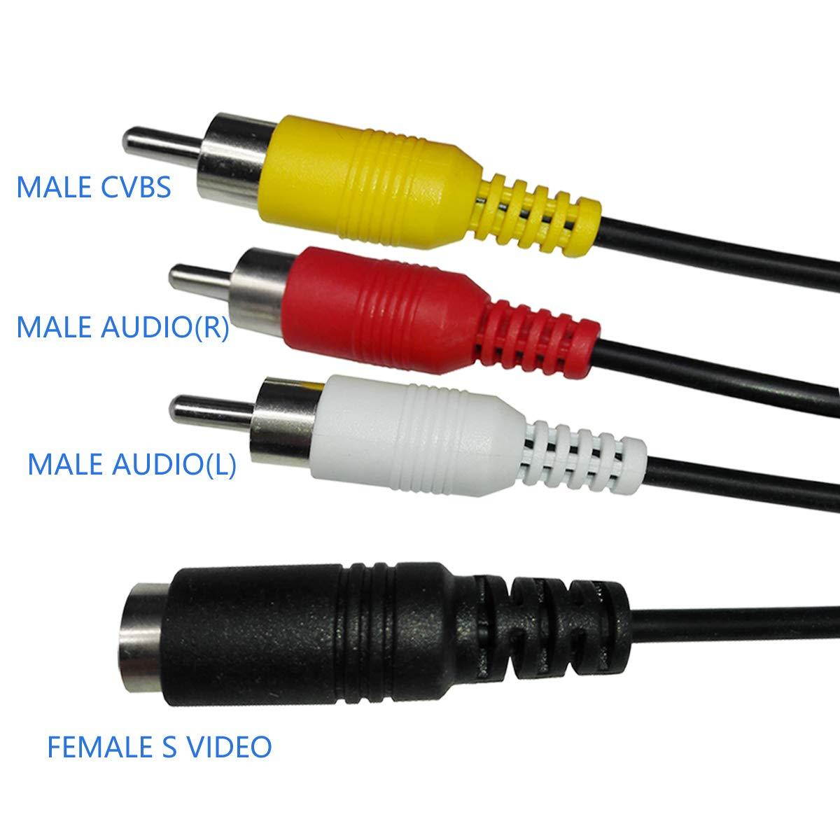 Wiistar HDMI to Male AV CVBS S-Video Converter Adapter HDMI to Male 3RCA Composite R/L S Video 1080P Video Converter Box with AV Svideo Cable