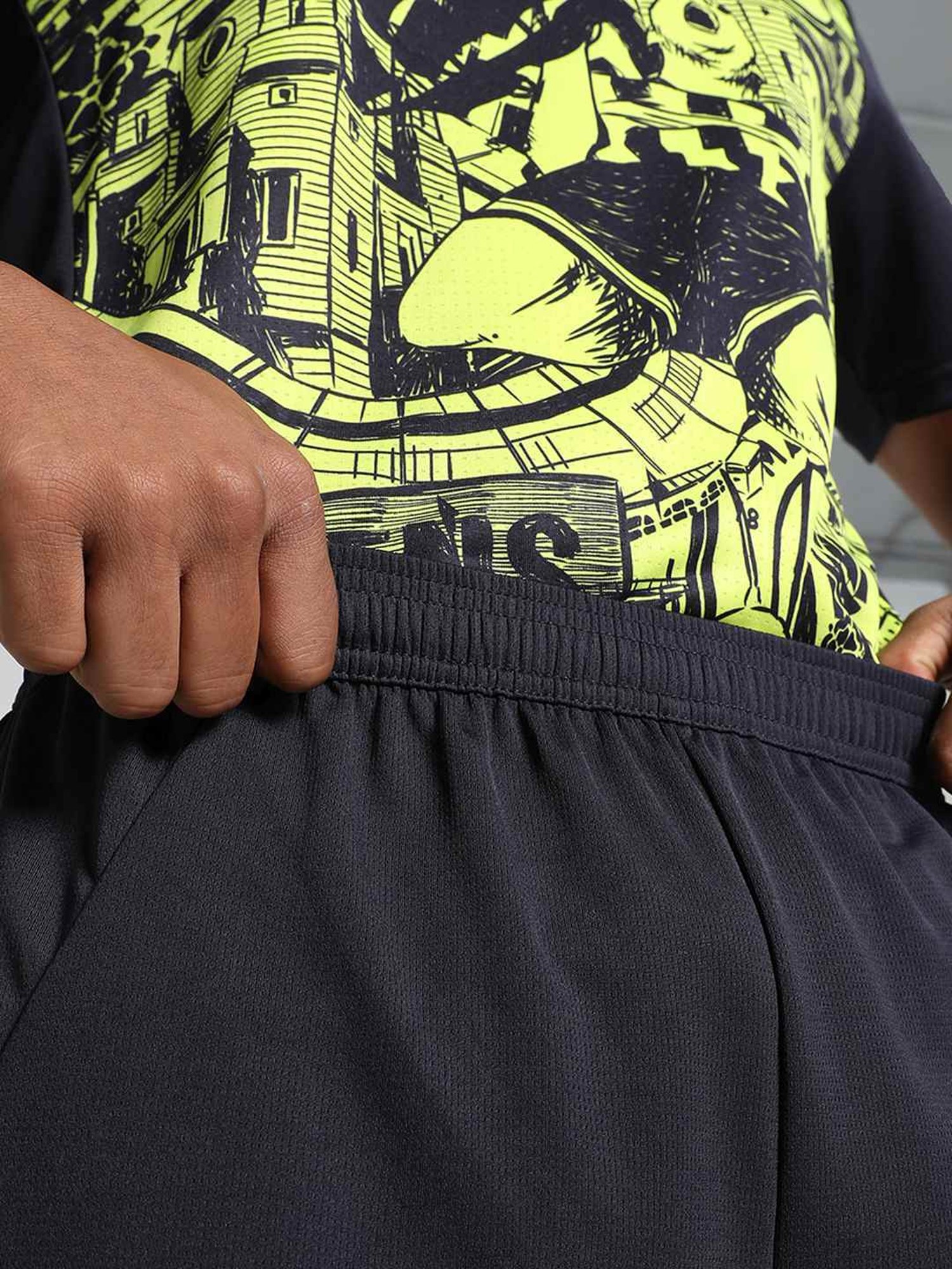 Puma Blue Regular Fit Printed Sports Shorts