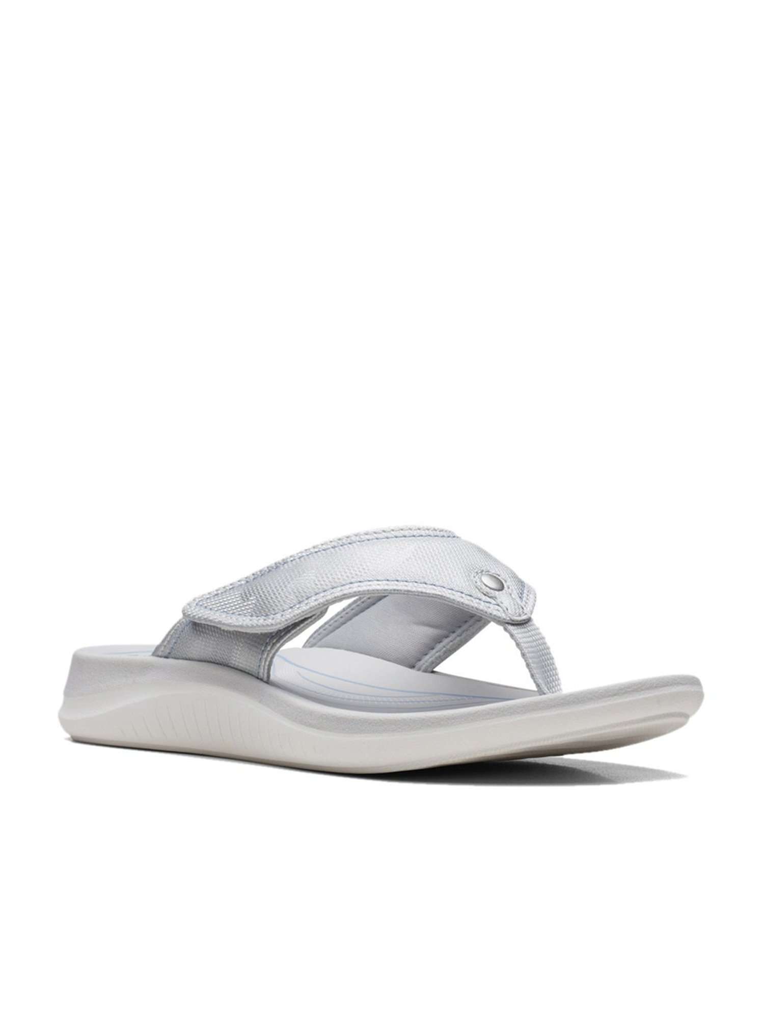 Clarks Women's Glide Post 2 Silver Thong Wedges