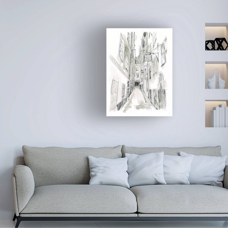 24" x 32" June Erica Vess 'European City Sketch I' Unframed Wall Canvas - Trademark Fine Art