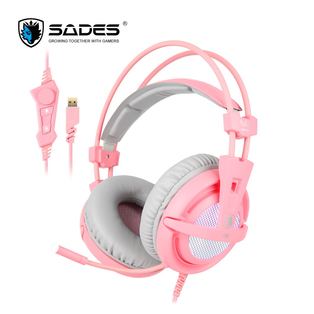 SADES A6 Virtual 7.1 Surround Sound USB Connector Wired Game Headset Over Ear For PC/Laptop