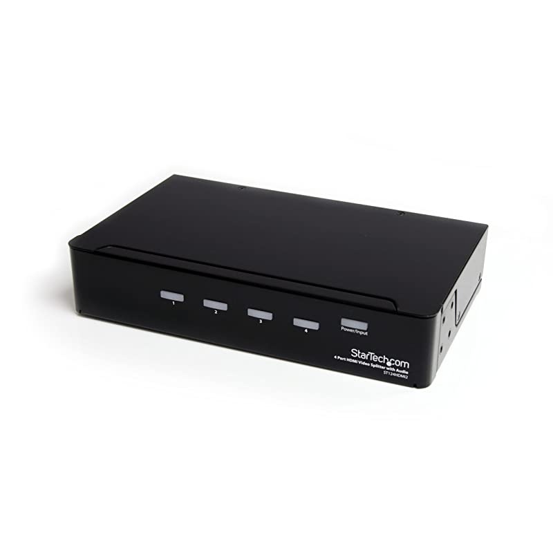 com HDMI Splitter 1 In 4 Out - 1080p - 4 Port -Mounting Brackets - 1.3 Audio - HDMI Multi Port - HDMI Audio Splitter (ST124HDMI2) Black