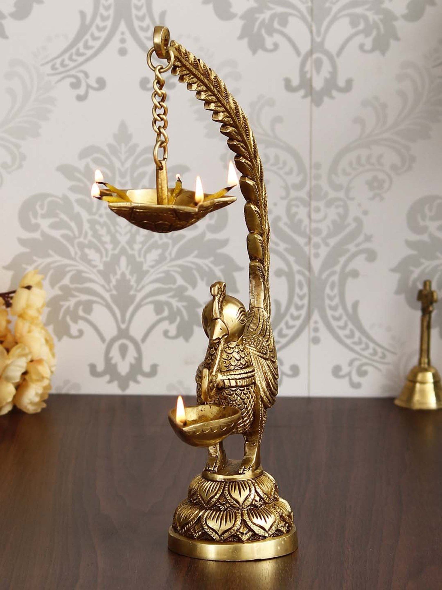 eCraftIndia Golden Handcrafted Engraved Palm Buddha Decorative Showpiece