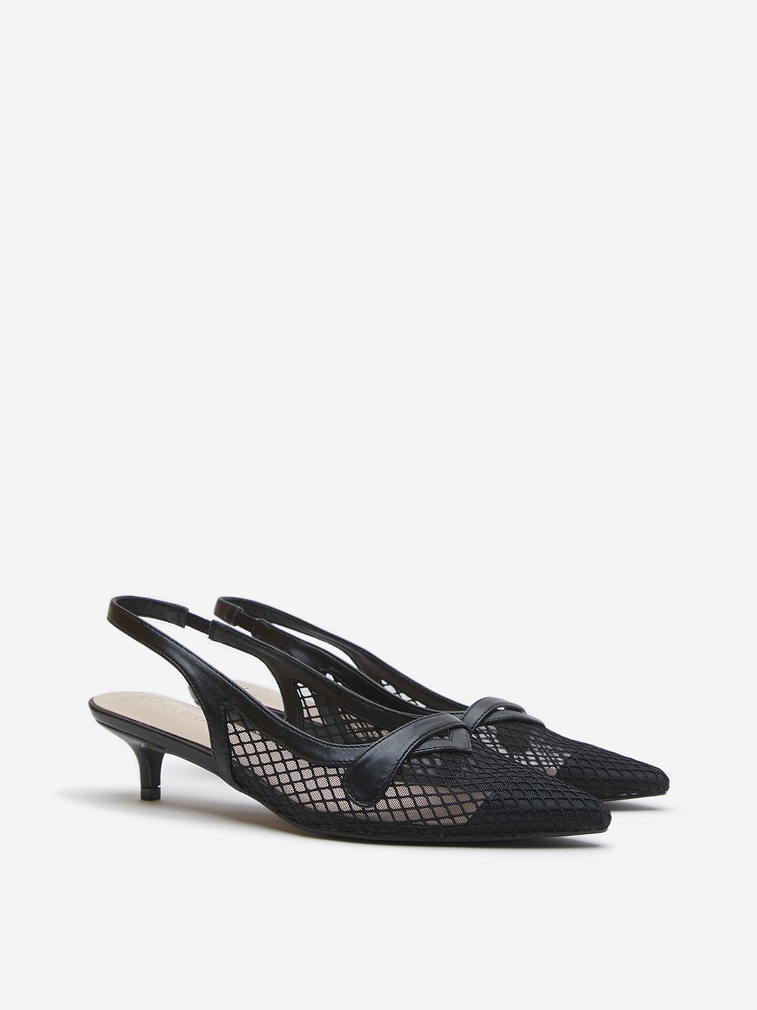 LUNA BLU by Westside Black Mesh Detailed Slingback Shoes