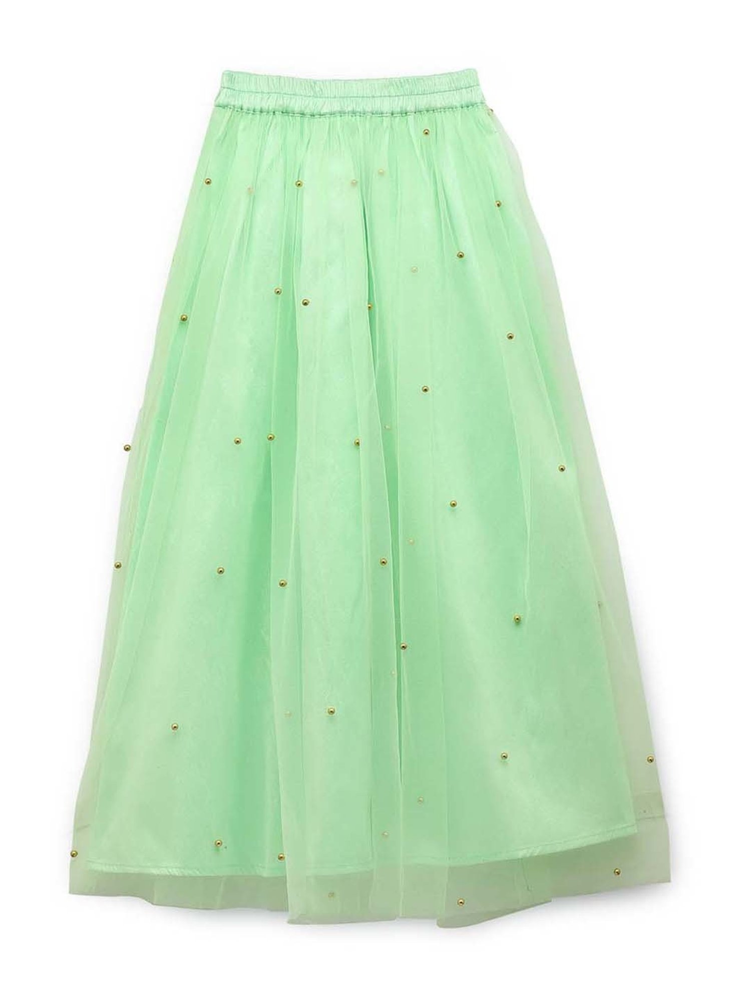 studiorasa Kids Green Embellished Skirt