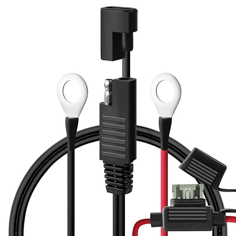 Extra Long 84" / 7FT SAE Quick Disconnect to 2-Pin Ring Terminal Battery Power Cord Tender Cable Wire Extension Kit for Motorcycle ATV UTV