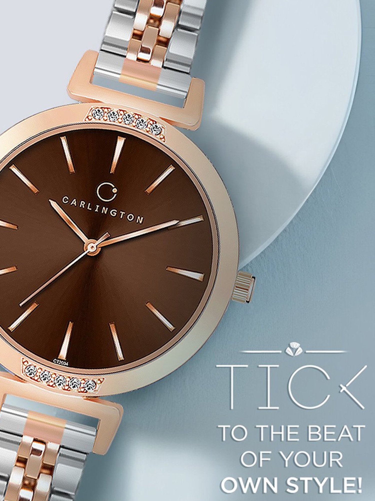 Carlington Iconic 2034Two Tone Brown Analog Watch for Women