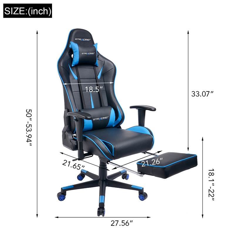 GTRACING Big and Tall Gaming Chair with Footrest Heavy Duty Adjustable Recliner with Headrest Lumbar Support Pillow High Back Ergonomic Leather Racing Computer Desk Executive Office Chair