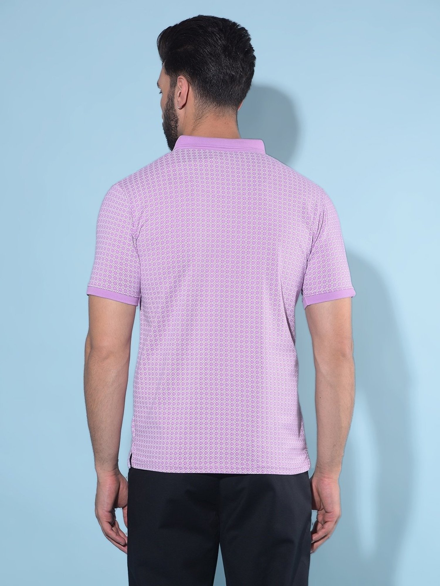 Crimsoune Club Purple Cotton Slim Fit Printed Polo T-Shirt