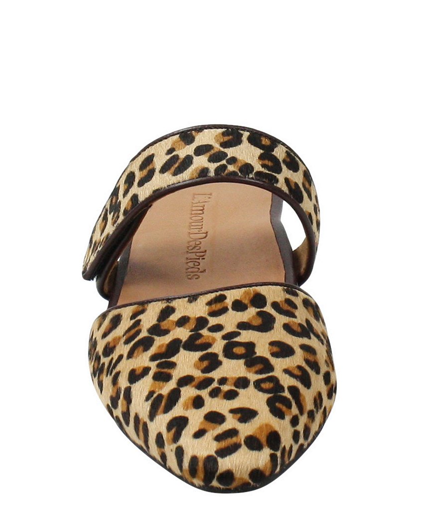 L'Amour Des Pieds Baruk Leopard Print Calf Hair Wedge Mules