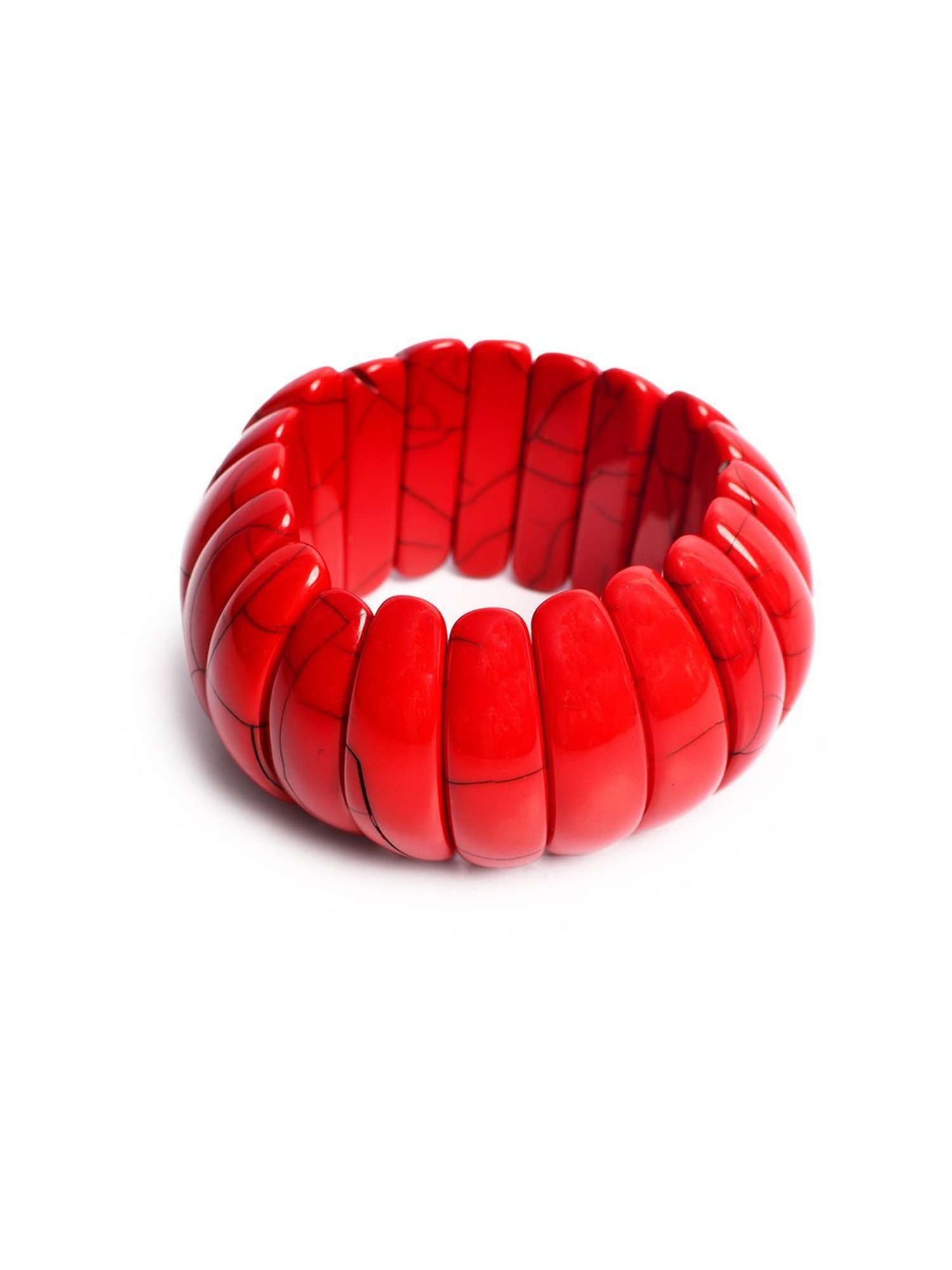 IMLI STREET Red Artificial Beaded Stretchable Bracelet for Women