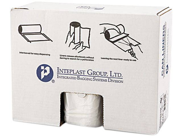 Inteplast Group S386022N High-Density Can Liner, 38 x 60, 60gal, 22mic, Clear, 25/Roll, 6 Rolls/Carton, 1 Carton