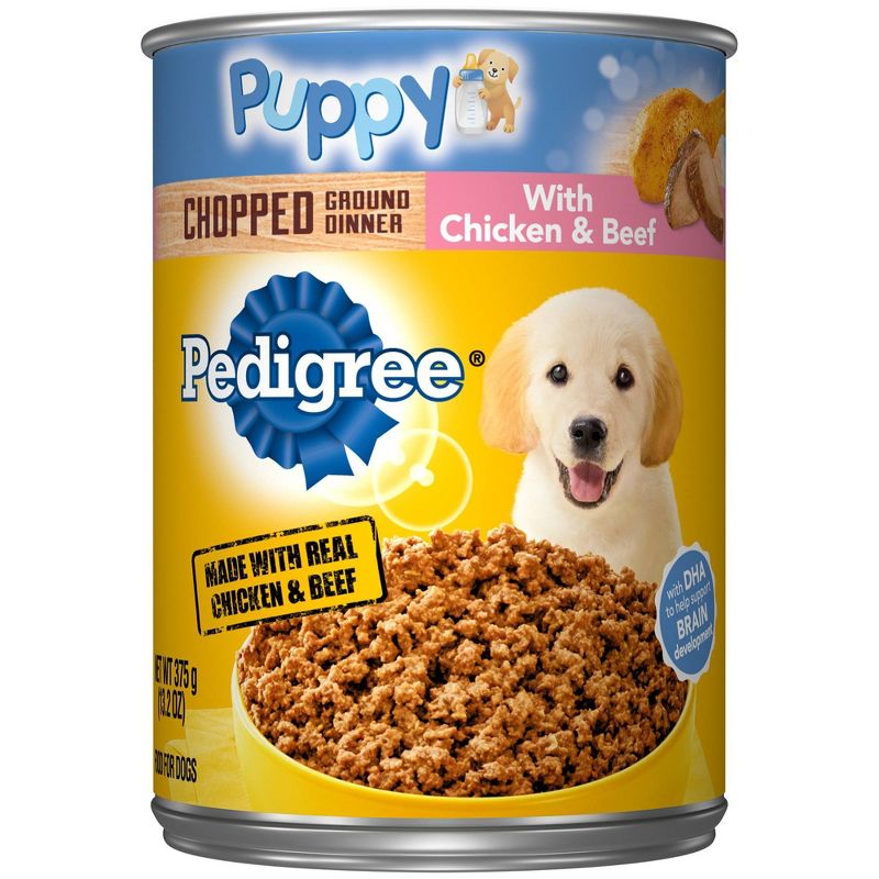 Pedigree Chopped Ground Dinner Wet Dog Food with Chicken & Beef Puppy - 13.2oz